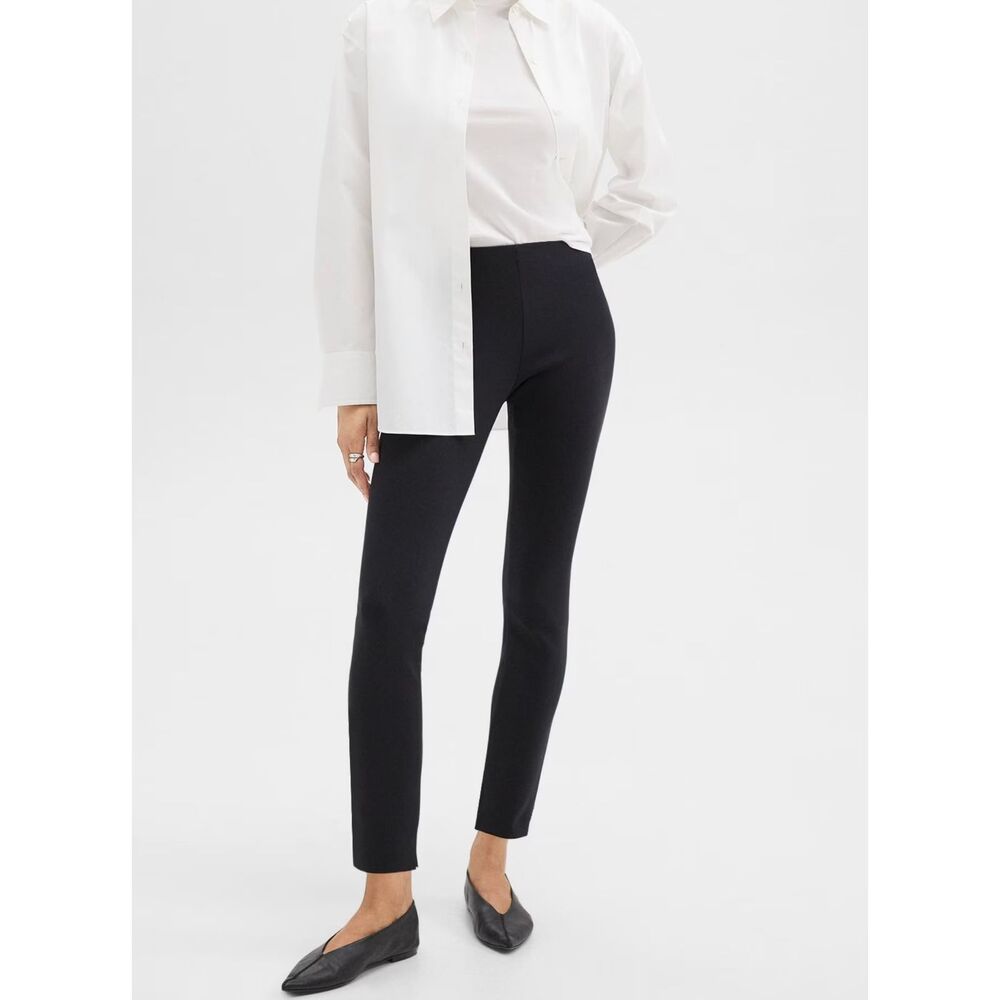 THEORY Black Skinny Legging in Scuba Ankle Mid Rise Pants Womens 8